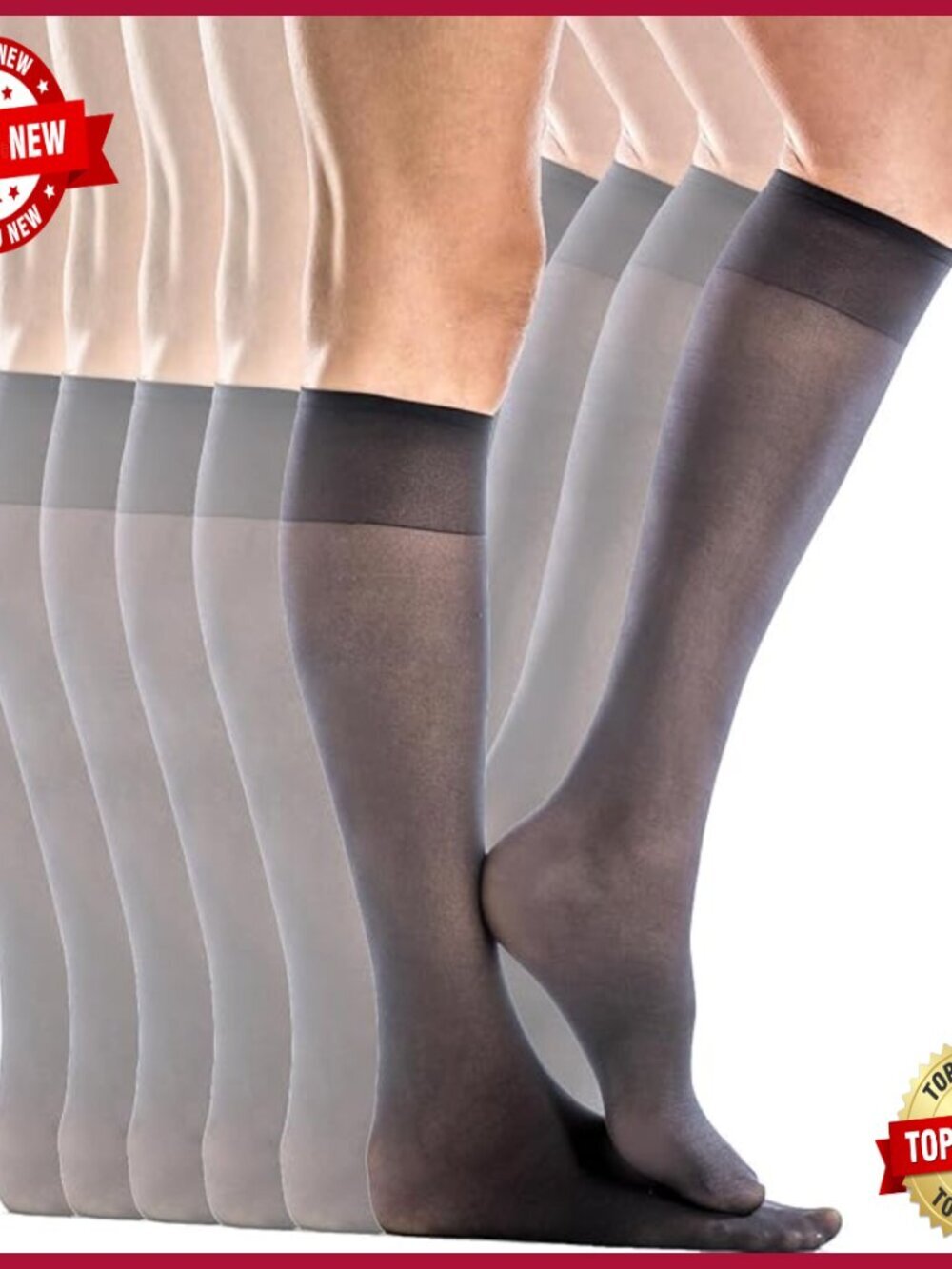 Knee Highs with Energizing Support 6 Pair Pack Sheer Hosiery